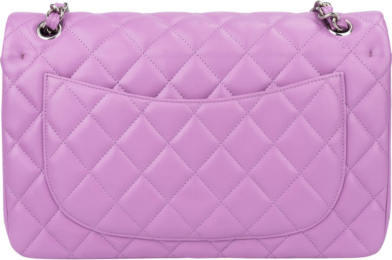 Chanel Chanel Quilted Lambskin Palladium Jumbo Double Flap Crossbody Bag Paars