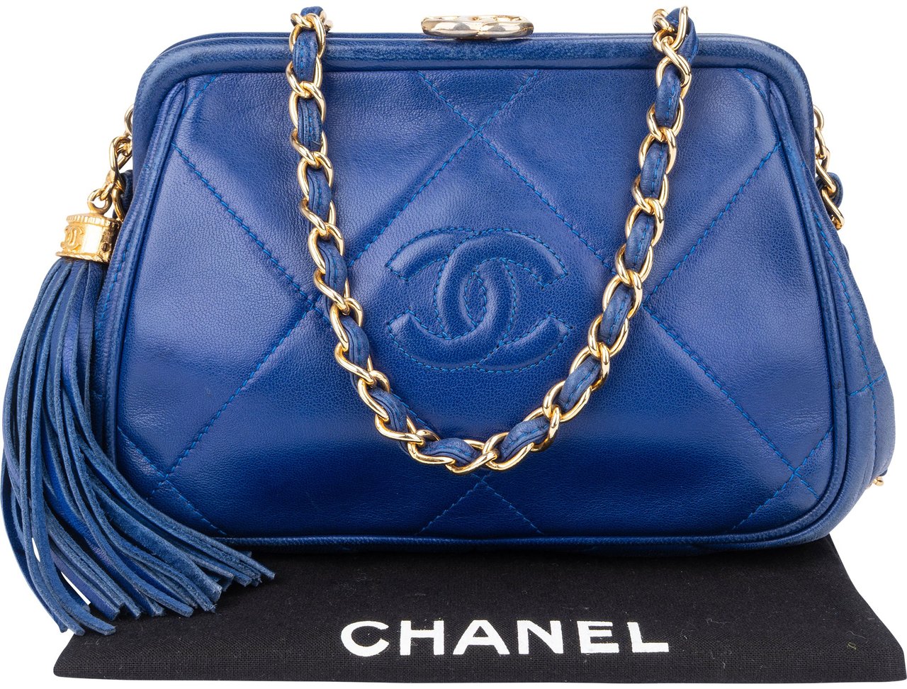Chanel Chanel Stitching Lambskin CC Purse Crossbody Bag Blauw
