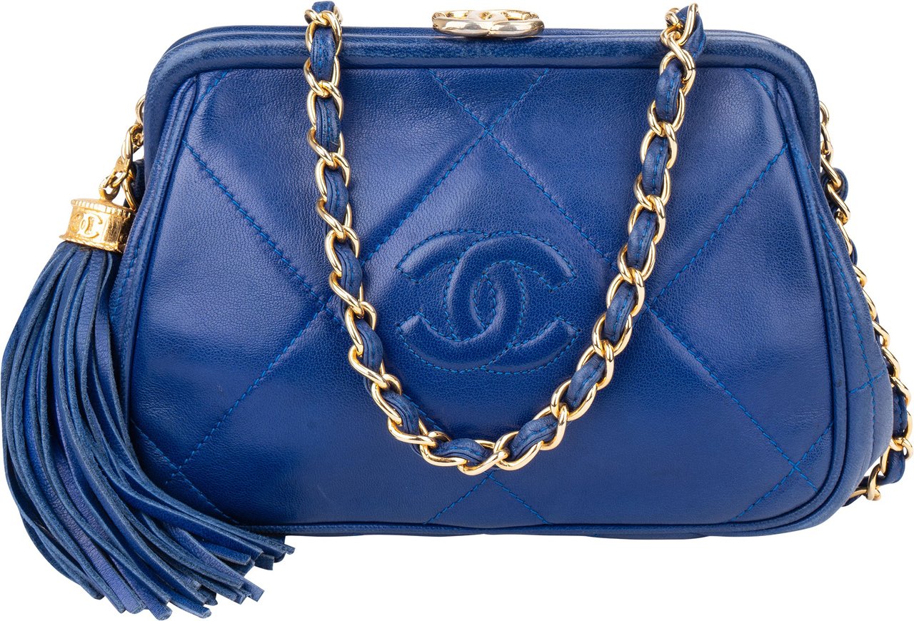 Chanel Chanel Stitching Lambskin CC Purse Crossbody Bag Blauw