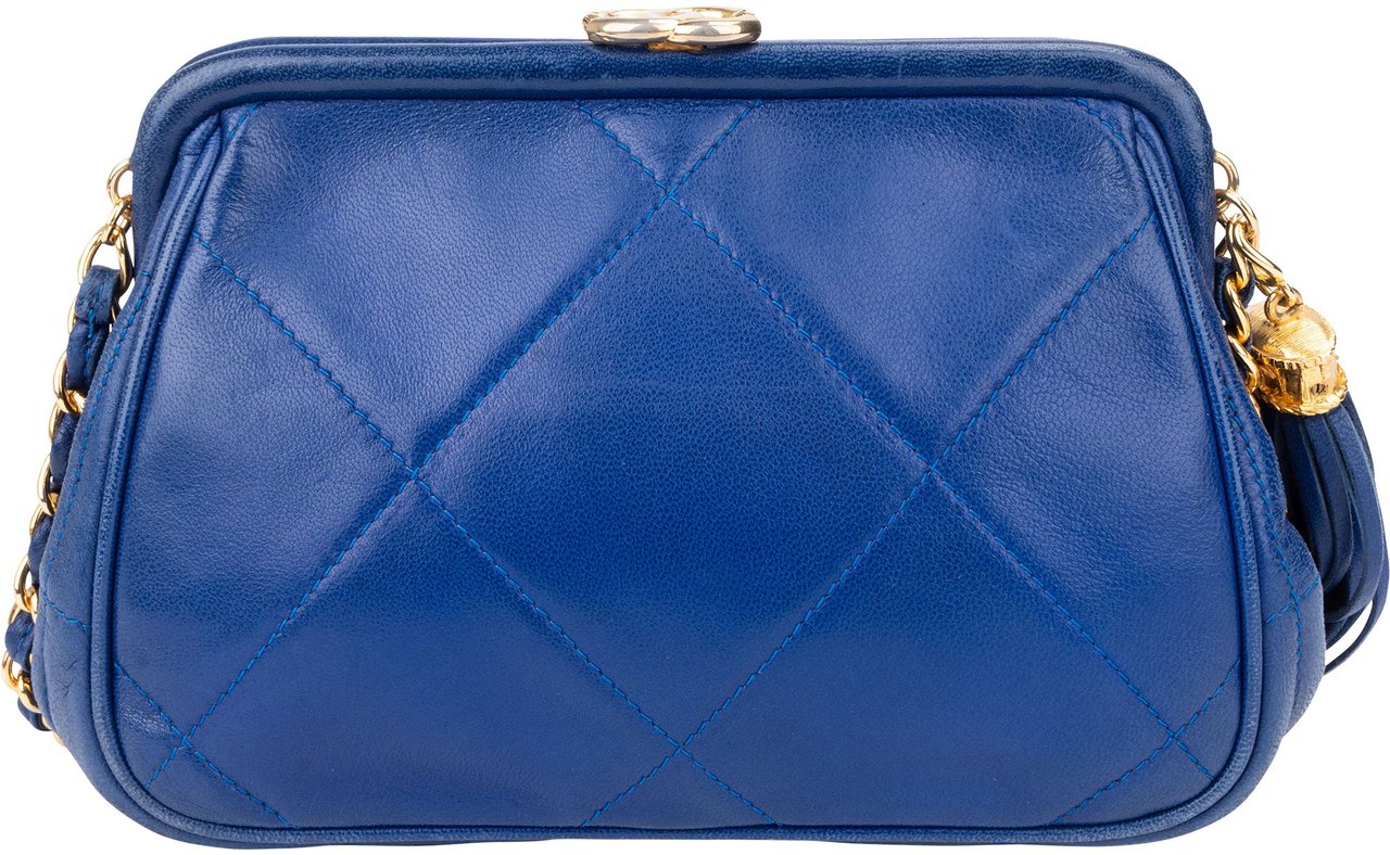Chanel Chanel Stitching Lambskin CC Purse Crossbody Bag Blauw