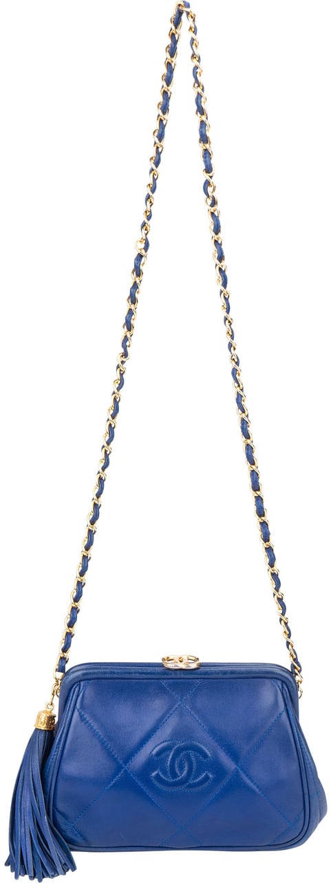 Chanel Chanel Stitching Lambskin CC Purse Crossbody Bag Blauw