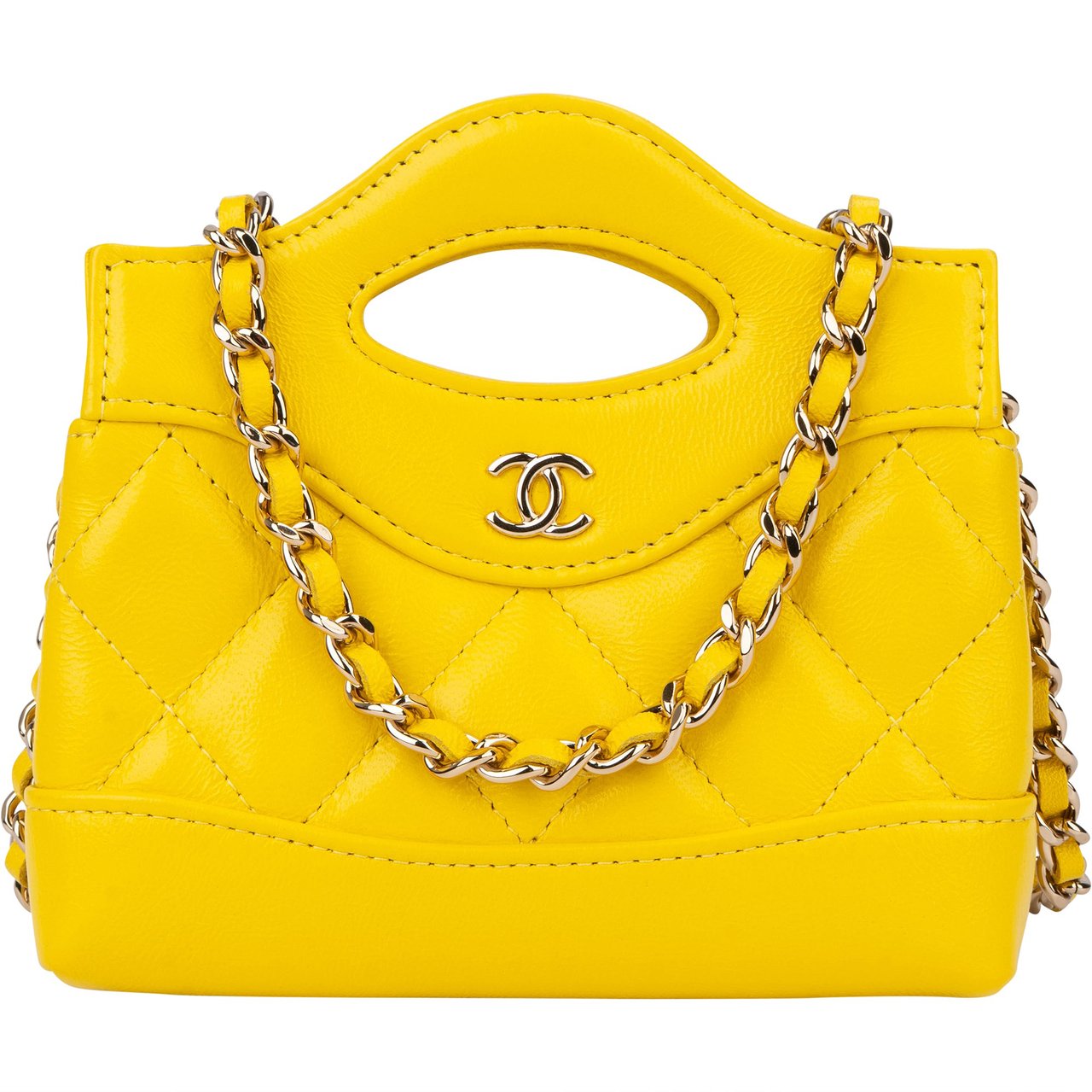 Chanel Chanel Quilted Lambskin Micro 31 Crossbody Bag Geel