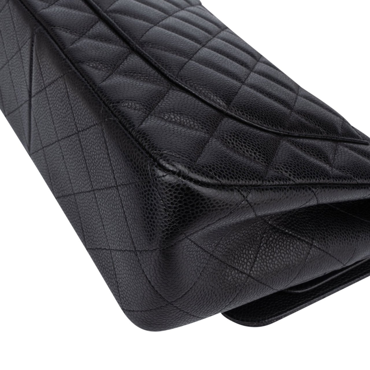 Chanel Chanel Quilted Caviar Jumbo Double Flap Crossbody Bag Zwart