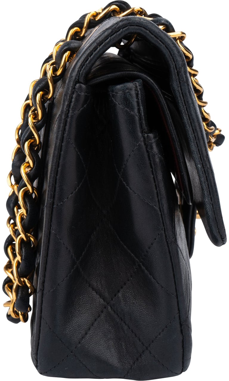 Chanel Chanel Quilted Lambskin 24K Gold Small Double Flap Crossbody Bag Zwart