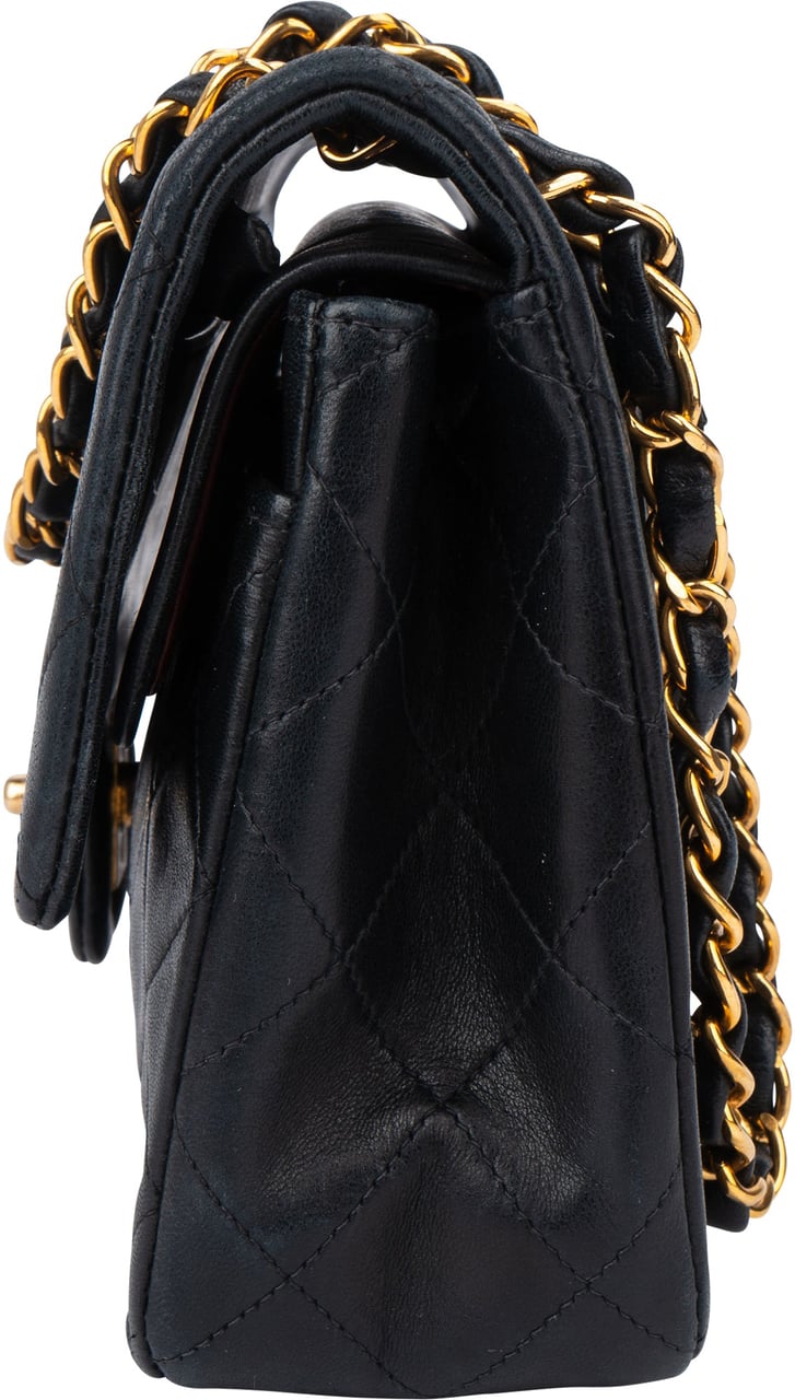 Chanel Chanel Quilted Lambskin 24K Gold Small Double Flap Crossbody Bag Zwart