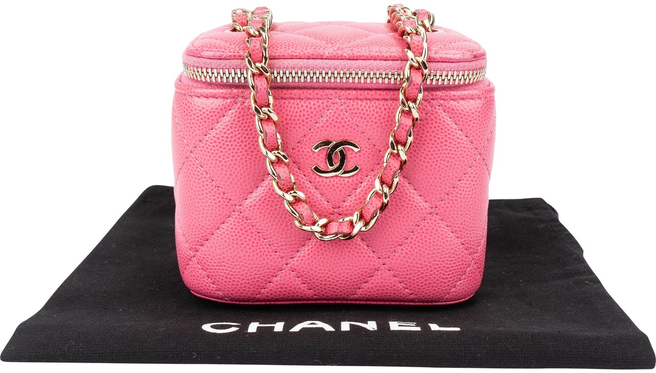 Chanel Quilted Caviar Leather Mini Vanity Crossbody Bag Rood