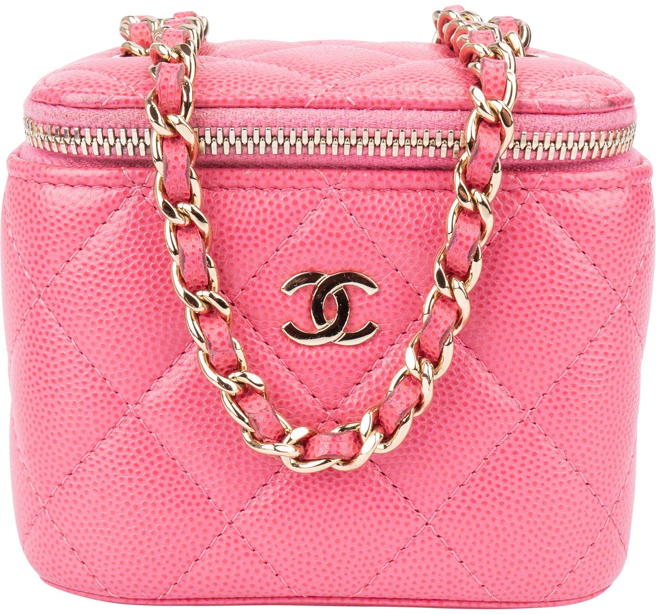 Chanel Quilted Caviar Leather Mini Vanity Crossbody Bag Rood
