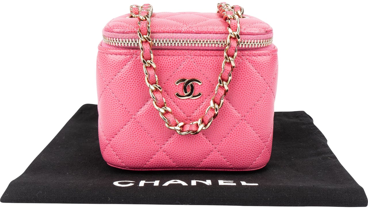 Chanel Chanel Quilted Caviar Leather Mini Vanity Crossbody Bag Roze