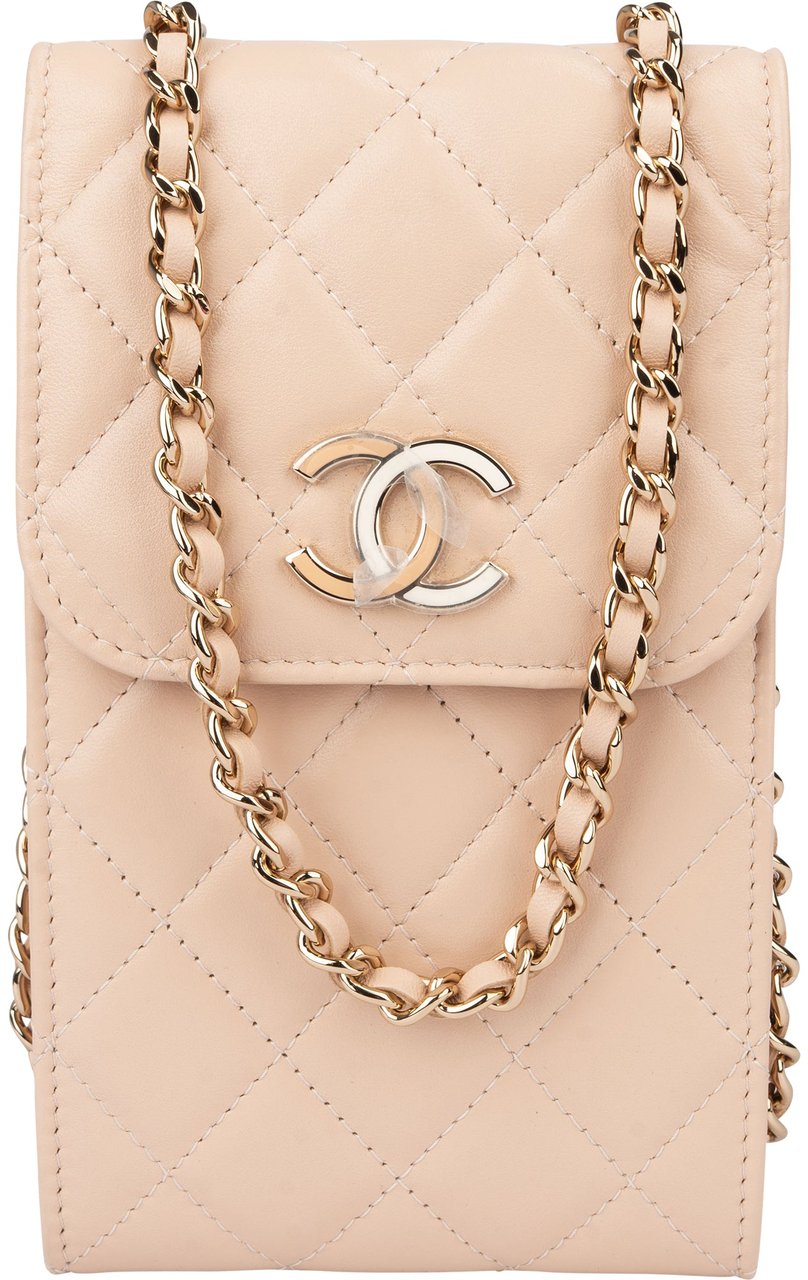 Chanel Chanel Quilted Lambskin On Chain Single Flap Crossbody Bag Beige