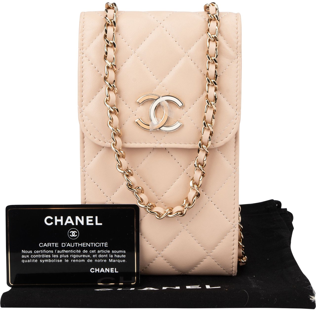 Chanel Chanel Quilted Lambskin On Chain Single Flap Crossbody Bag Beige