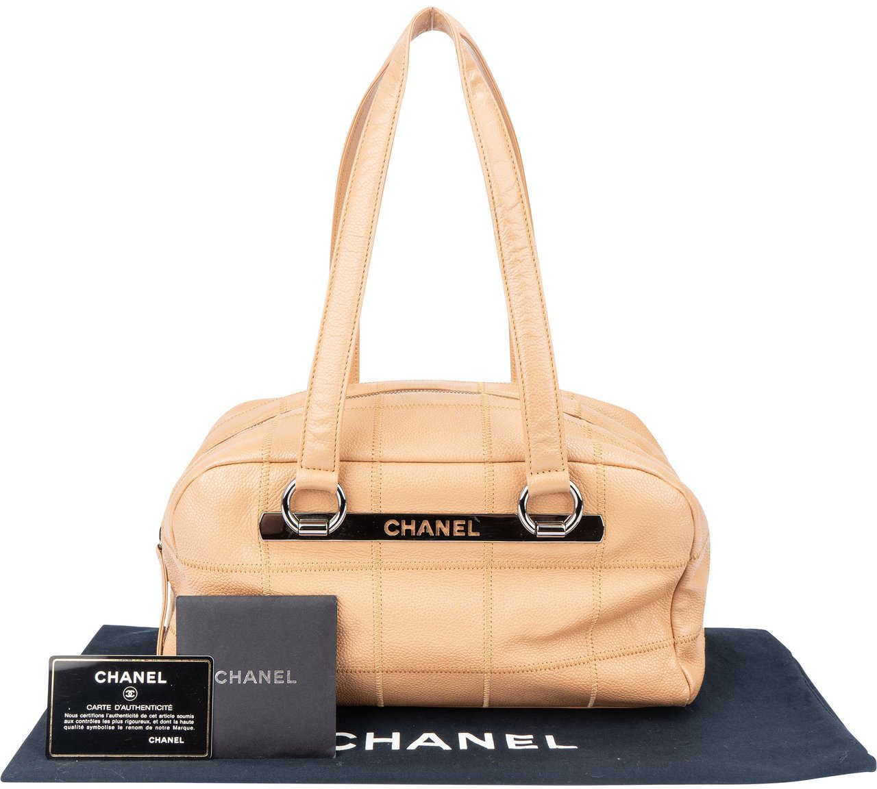 Chanel Chanel Caviar Leather Chocolate Bar Shoulder Bag Beige