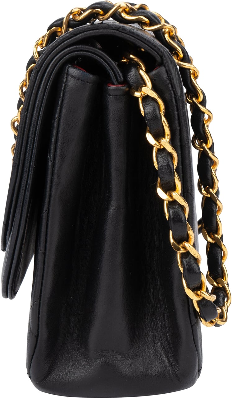 Chanel Chanel Quilted Lambskin 24K Gold Halfmoon Double Flap Shoulder Bag Zwart