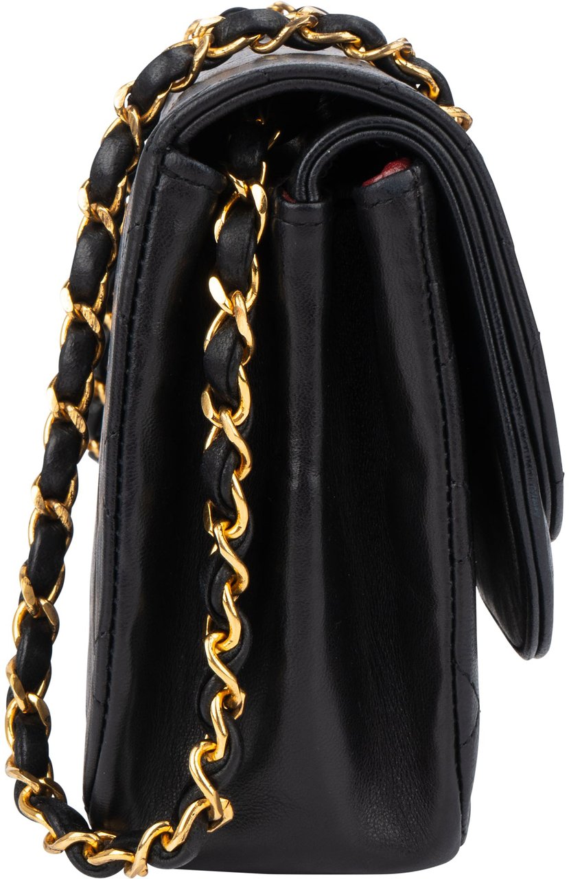 Chanel Chanel Quilted Lambskin 24K Gold Halfmoon Double Flap Shoulder Bag Zwart