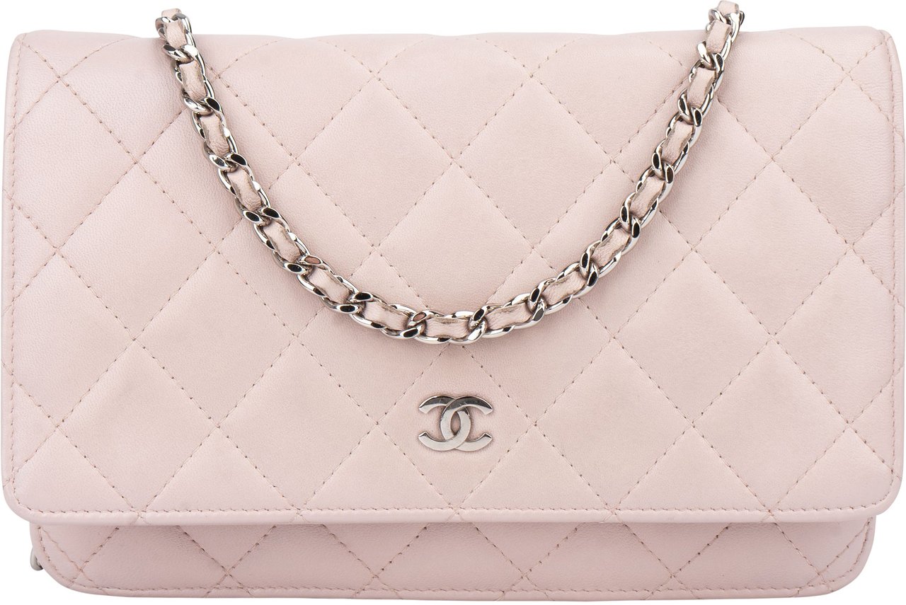 Chanel Chanel Quilted Lambskin Wallet On Chain Crossbody Bag Roze