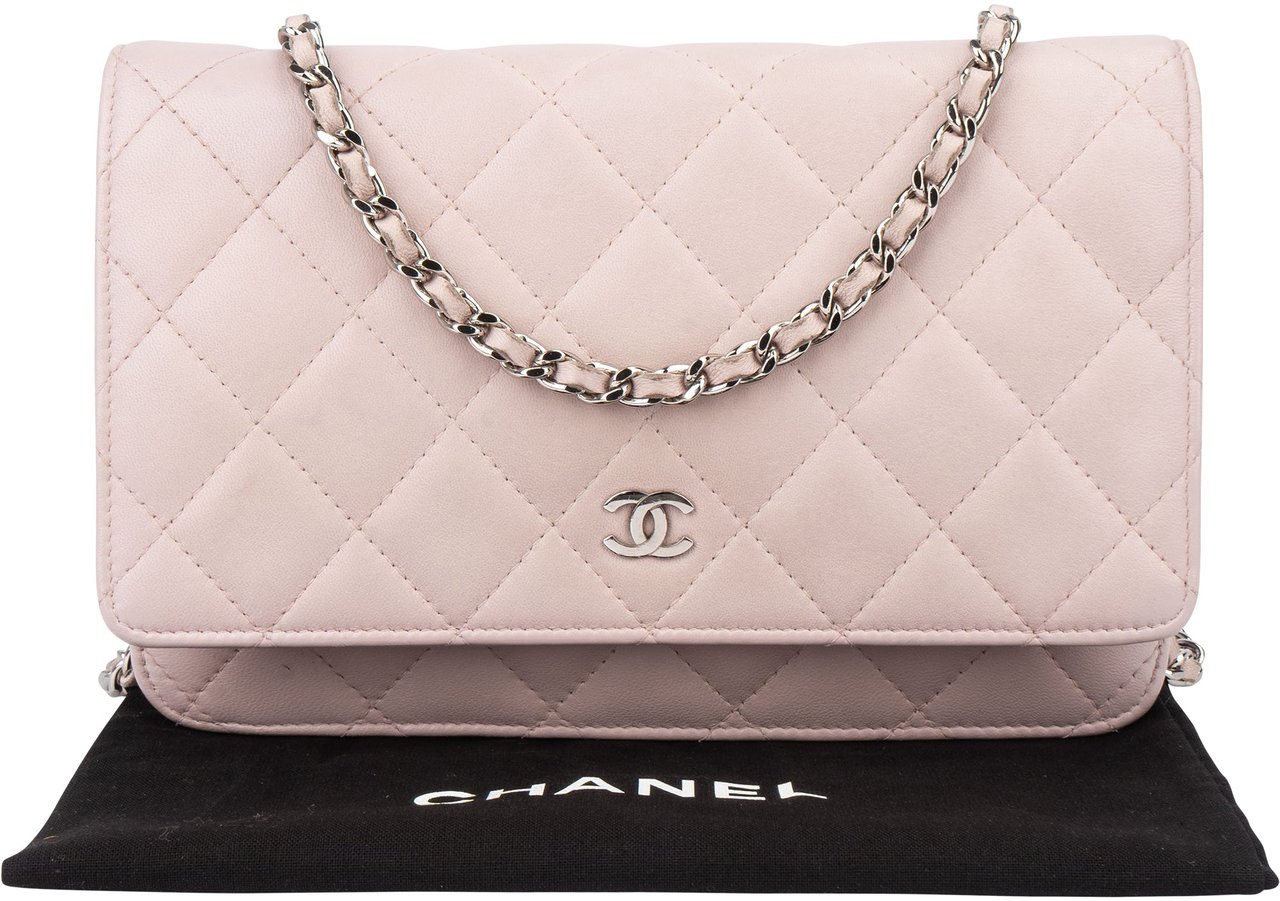 Chanel Chanel Quilted Lambskin Wallet On Chain Crossbody Bag Roze