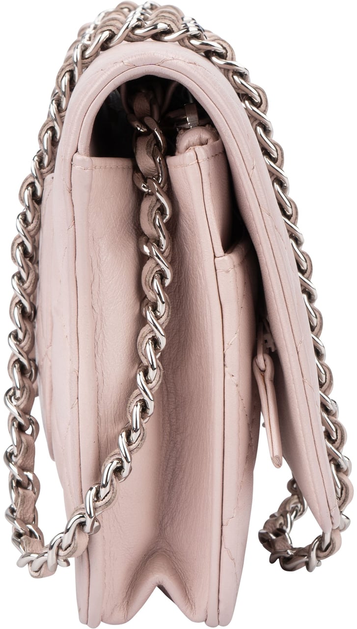 Chanel Chanel Quilted Lambskin Wallet On Chain Crossbody Bag Roze