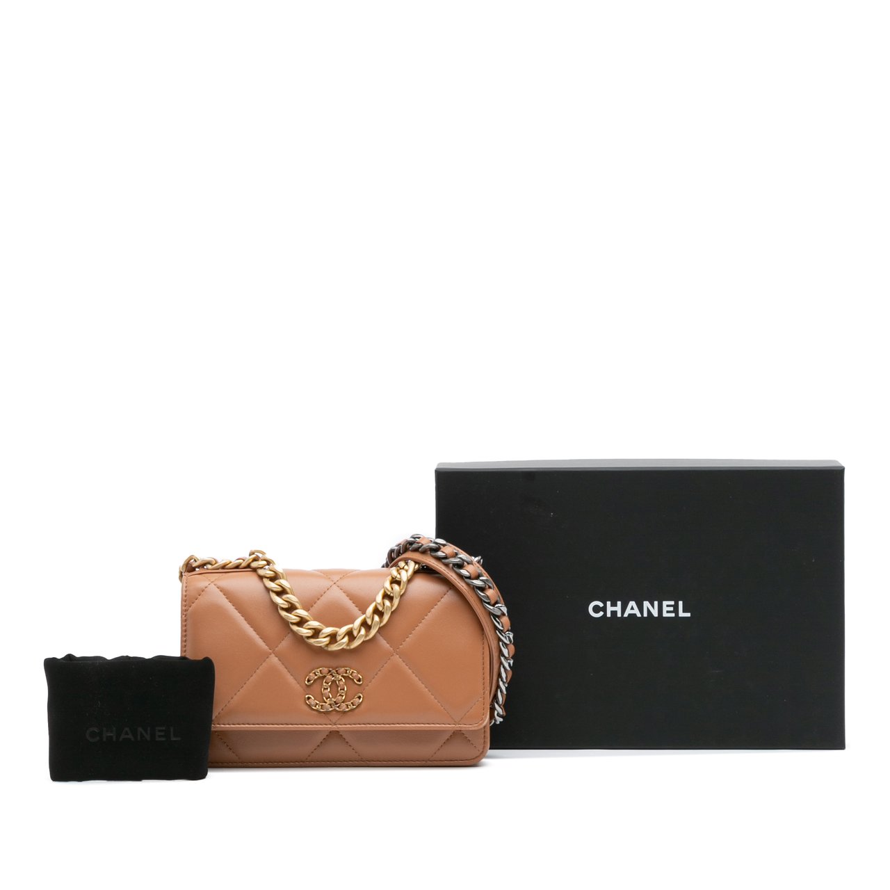 Chanel Quilted Lambskin 19 Wallet on Chain Bruin