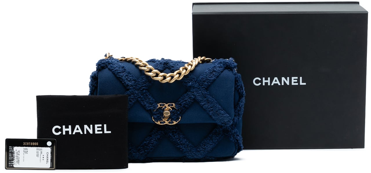 Chanel Medium Canvas and Cotton 19 Flap Blauw