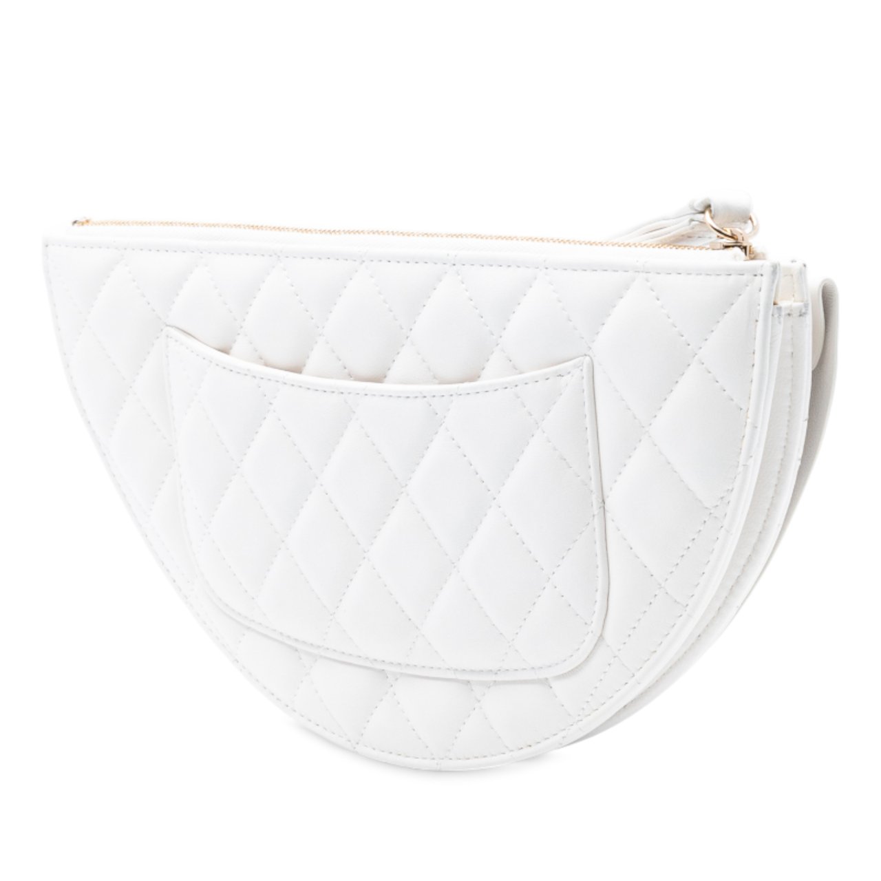 Chanel Lambskin Wave Clutch Wit