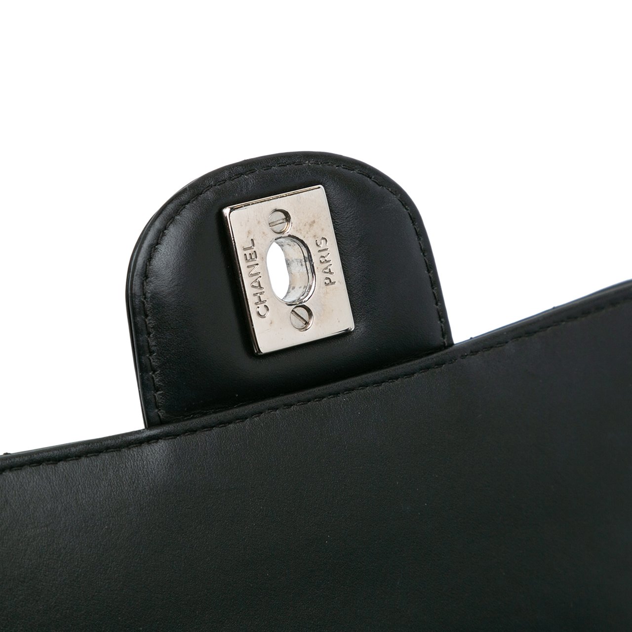 Chanel Mini Square Classic Chevron Patent Flap Zwart