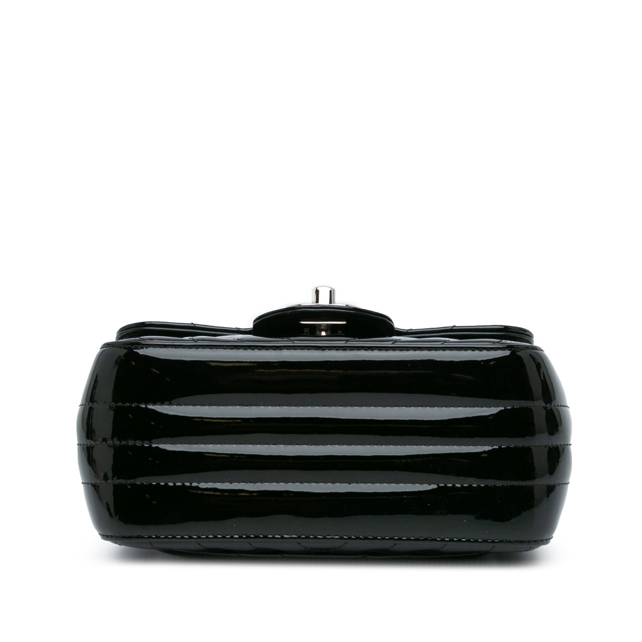 Chanel Mini Square Classic Chevron Patent Flap Zwart