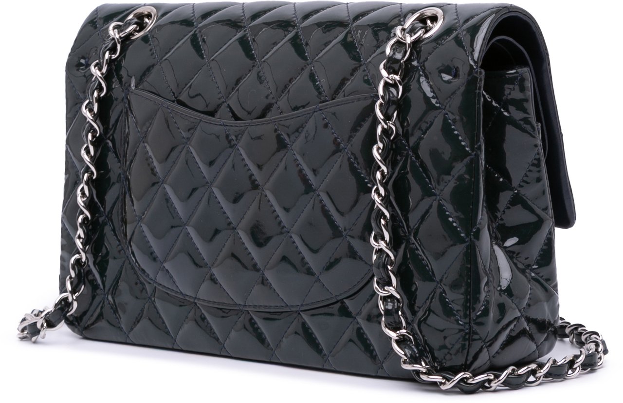 Chanel Medium Classic Patent Double Flap Blauw