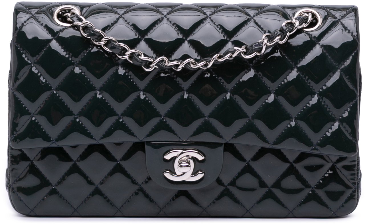 Chanel Medium Classic Patent Double Flap Blauw