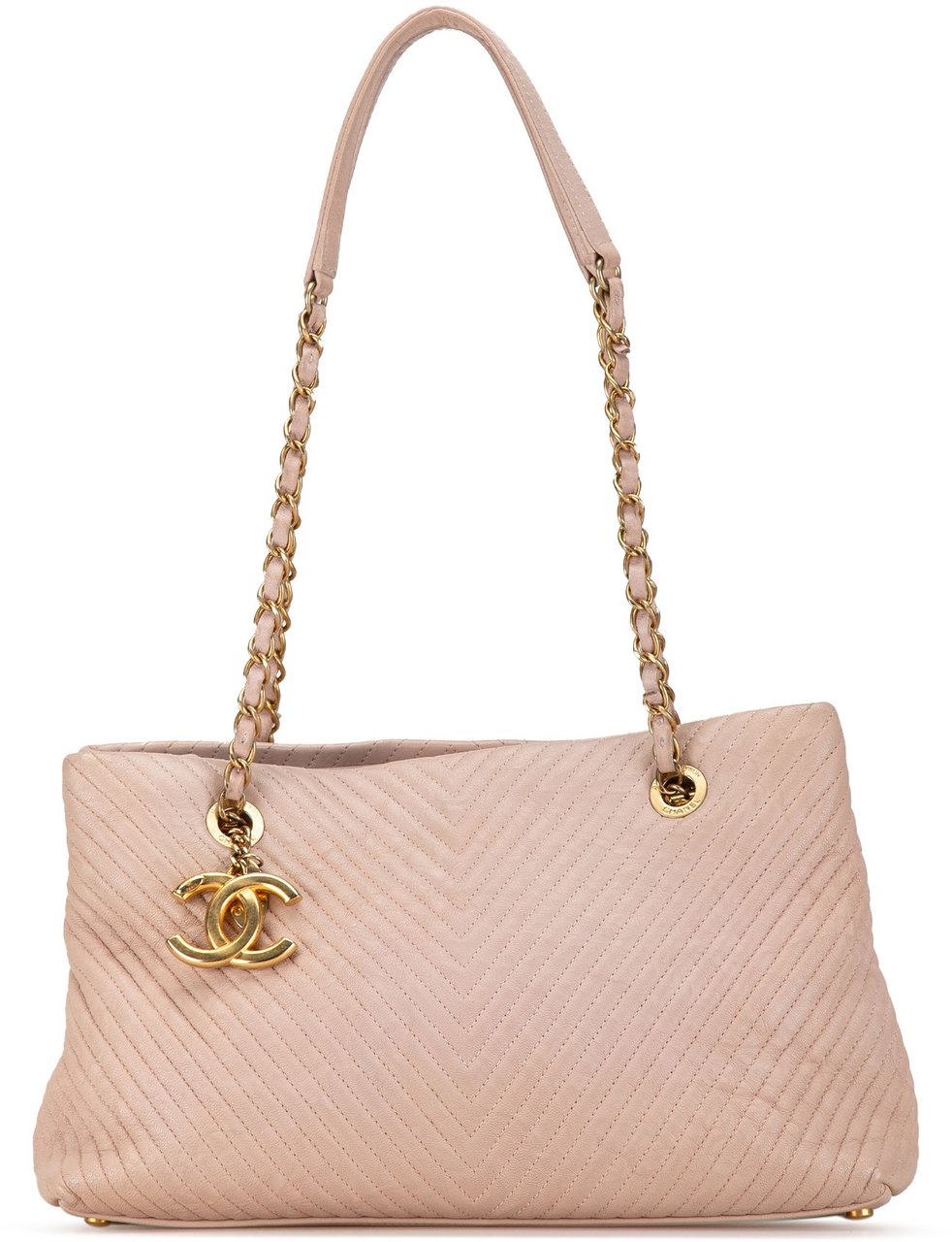 Chanel Large Chevron Calfskin Surpique Tote Roze