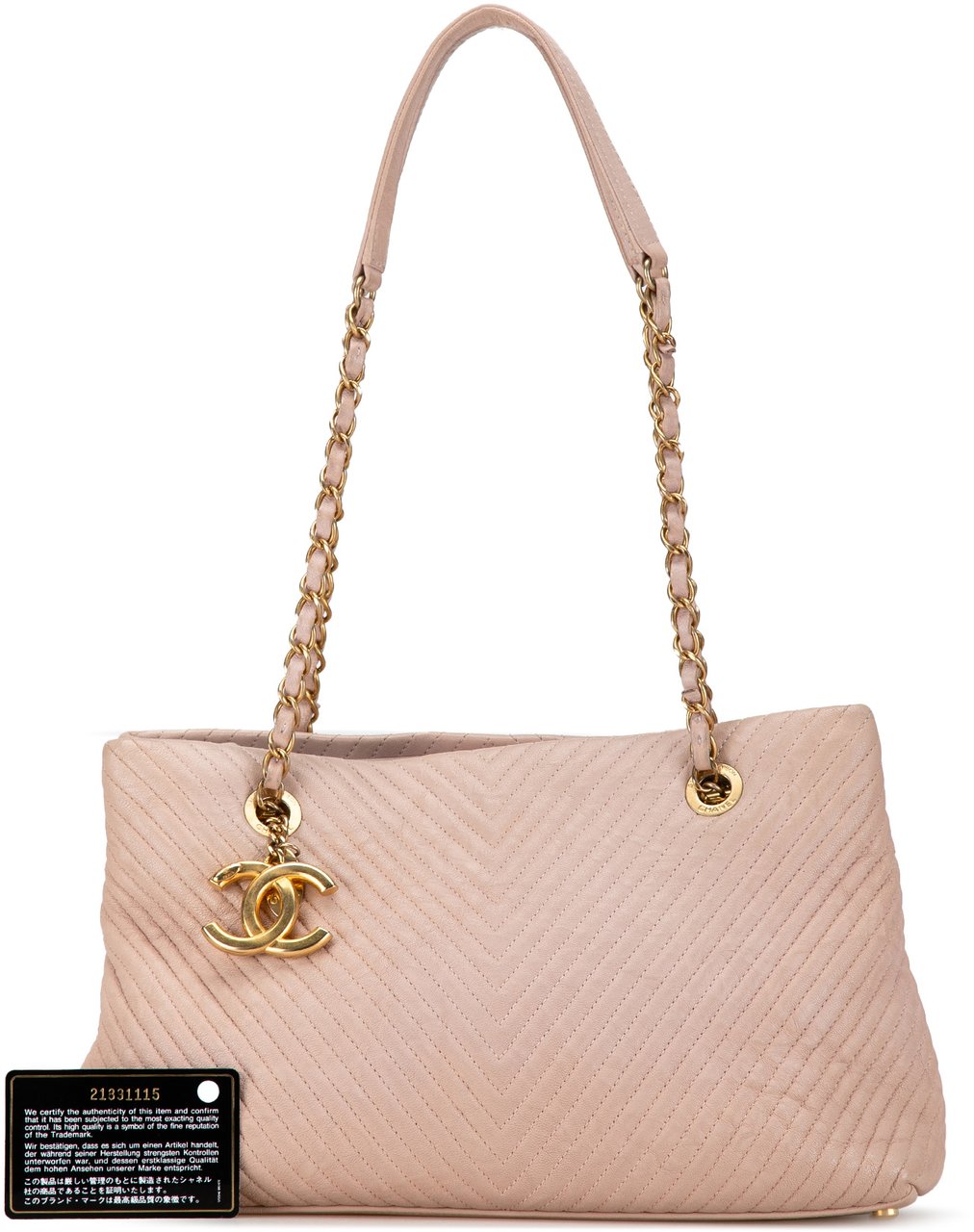Chanel Large Chevron Calfskin Surpique Tote Roze