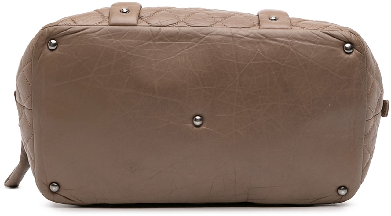 Chanel Distressed Lambskin Lady Braid Bowler Bag Bruin