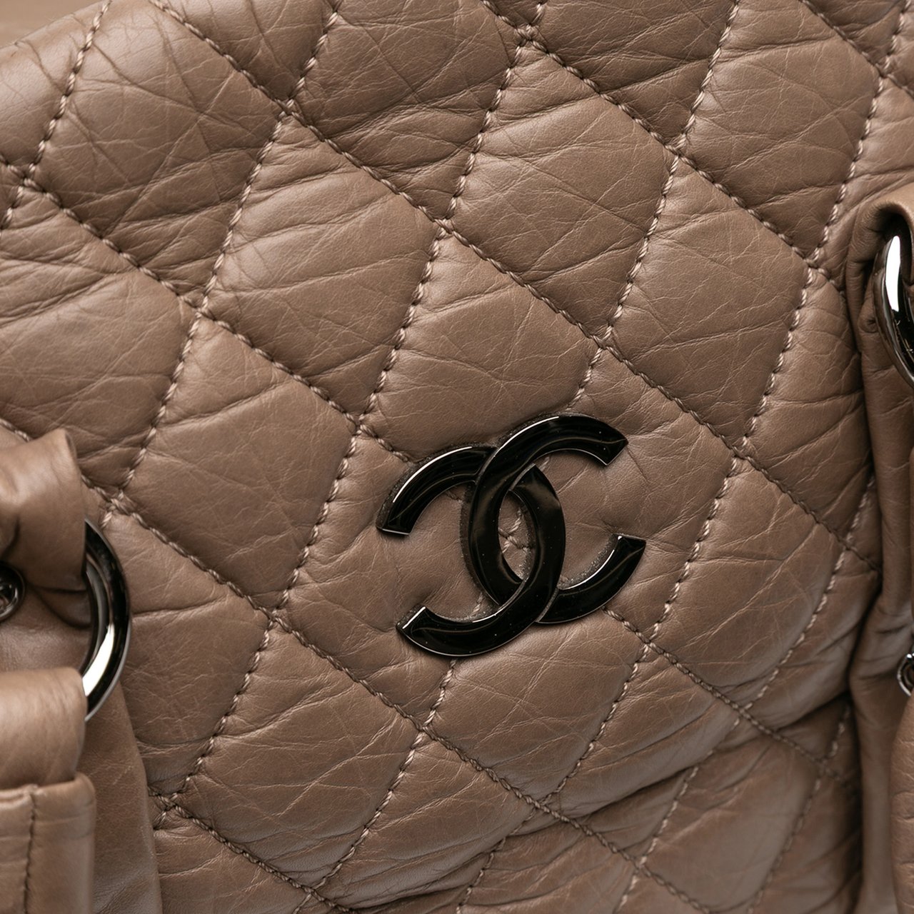 Chanel Distressed Lambskin Lady Braid Bowler Bag Bruin