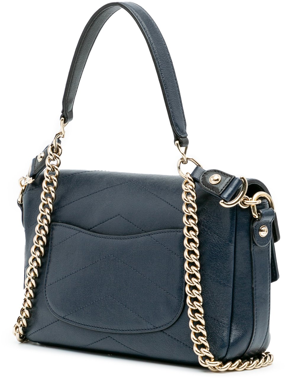 Chanel Mini Quilted Sheepskin Double Chevron Flap Blauw