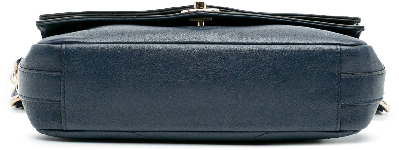 Chanel Mini Quilted Sheepskin Double Chevron Flap Blauw