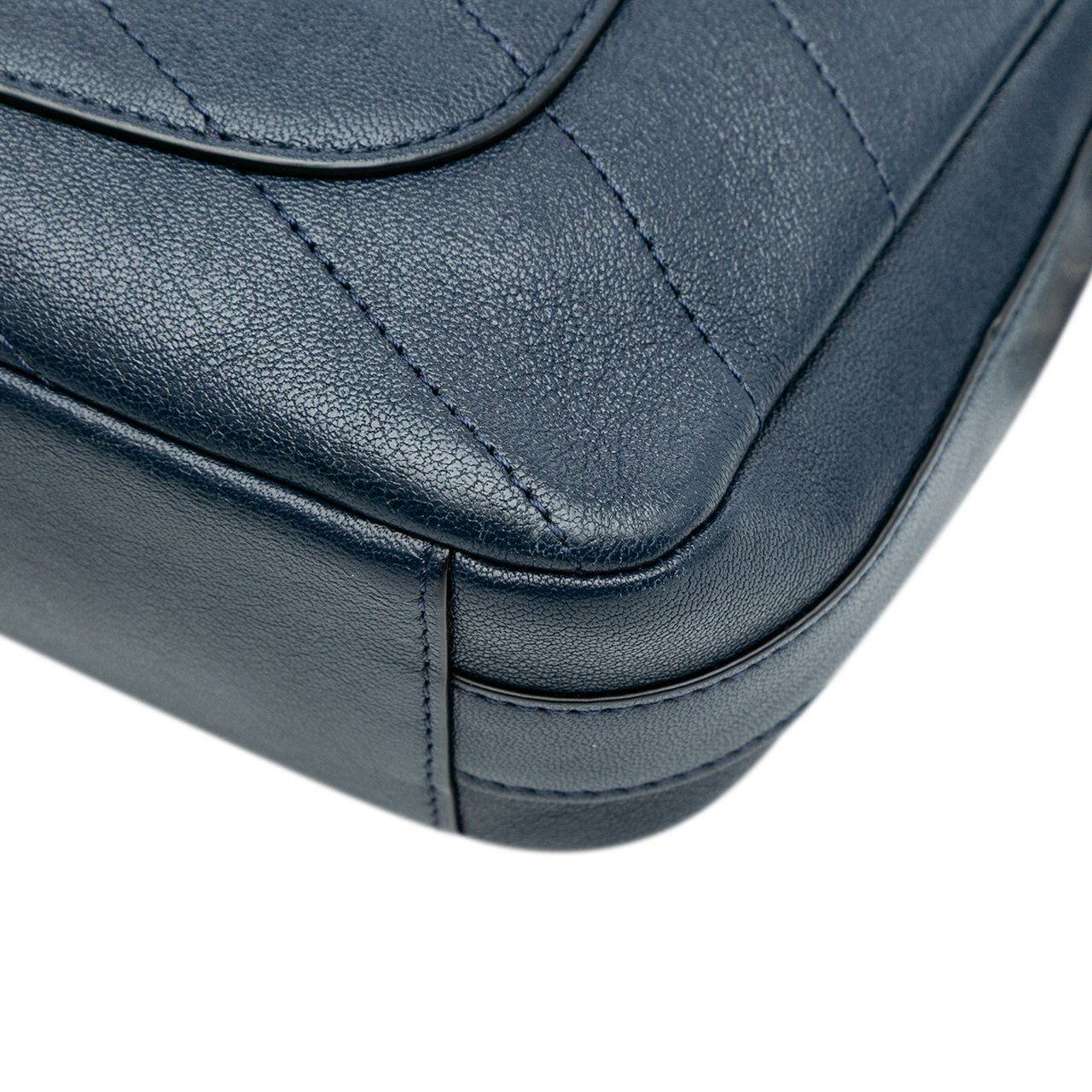 Chanel Mini Quilted Sheepskin Double Chevron Flap Blauw