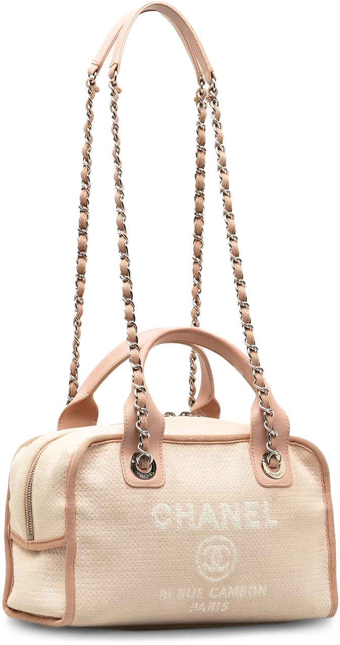 Chanel Small Canvas Deauville Bowling Bag Roze