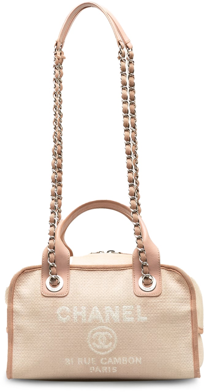 Chanel Small Canvas Deauville Bowling Bag Roze