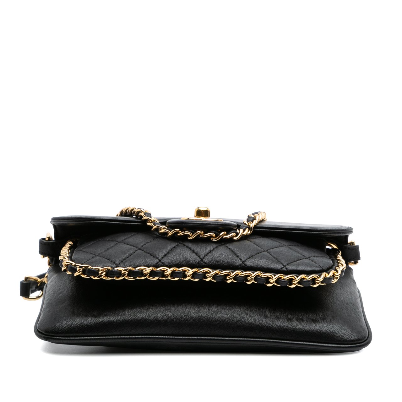 Chanel Small Quilted Lambskin CC Unchained Flap Zwart