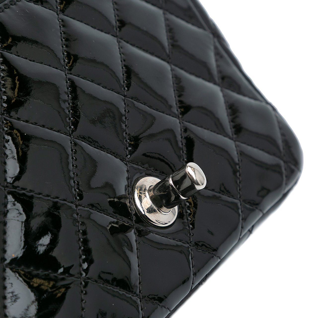 Chanel Mini Square Classic Patent Single Flap Zwart