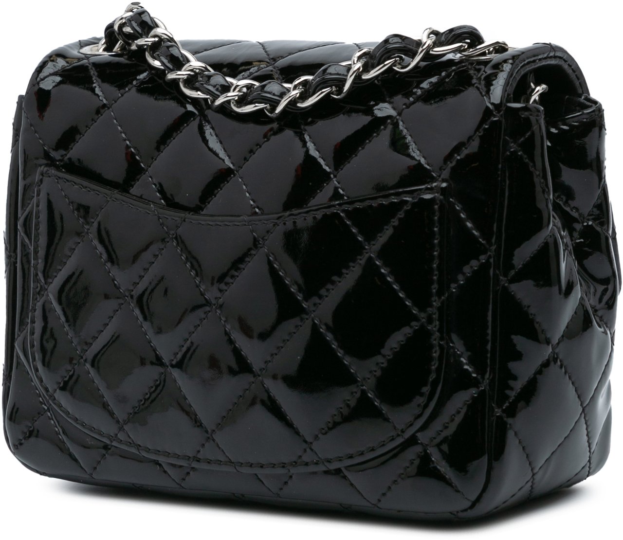 Chanel Mini Square Classic Patent Single Flap Zwart
