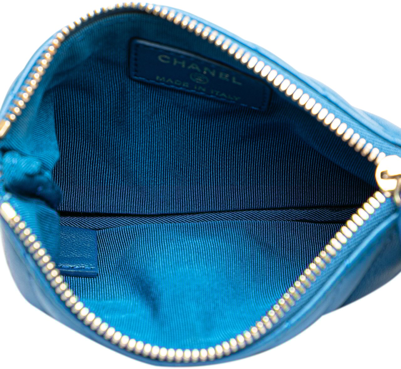 Chanel Chevron Lambskin O Case Pouch Blauw
