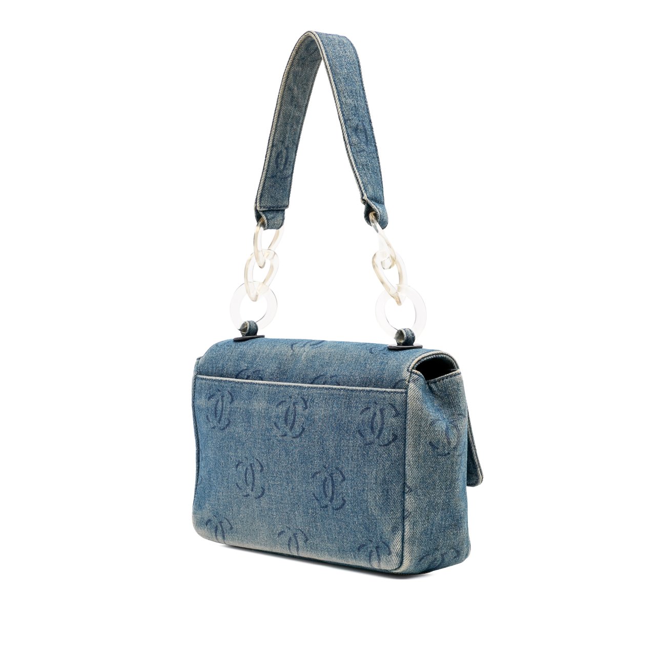 Chanel CC Printed Denim Single Flap Blauw