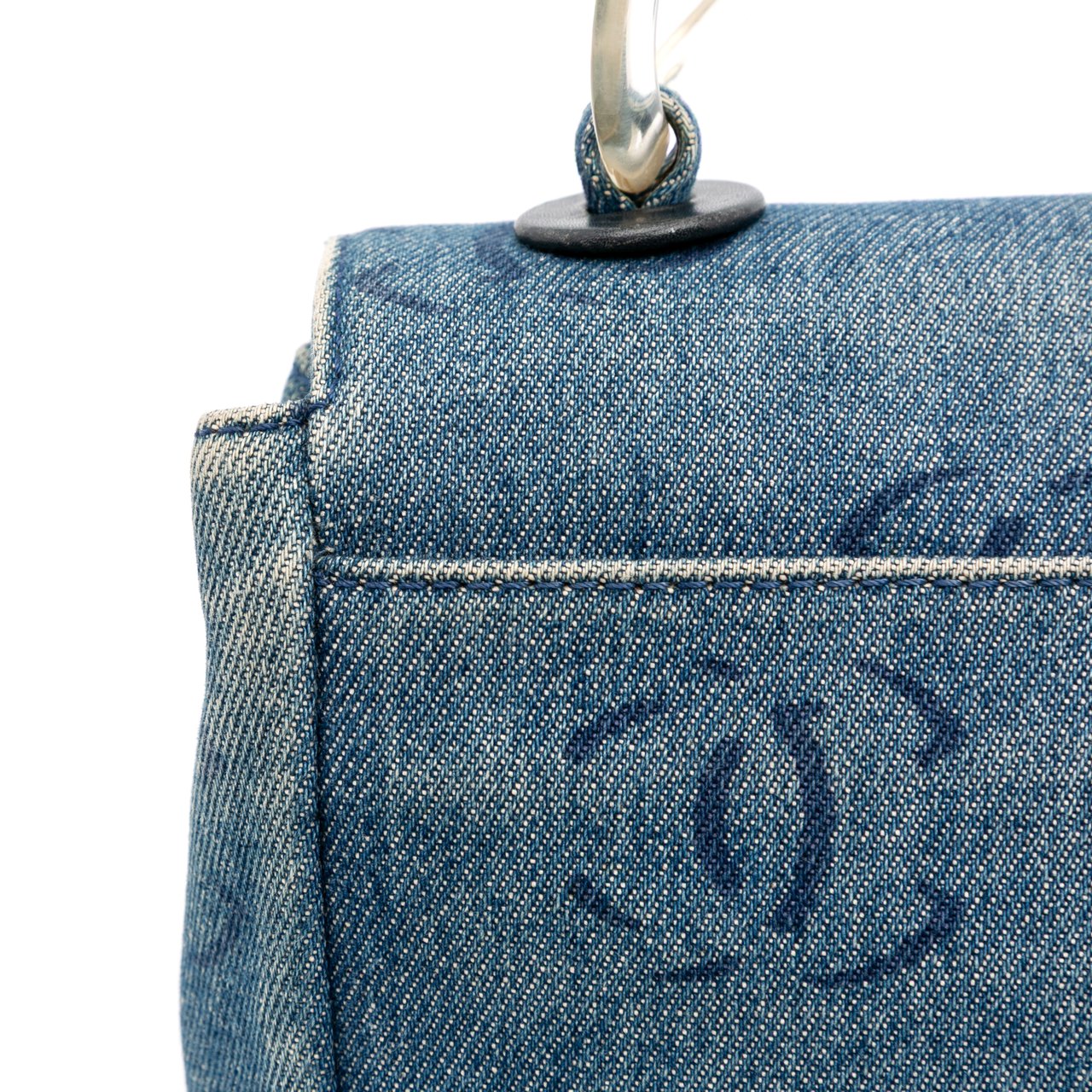Chanel CC Printed Denim Single Flap Blauw