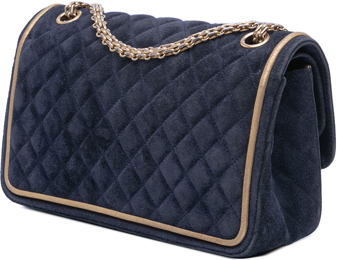 Chanel Reissue 2.55 Quilted Suede Double Flap 225 Blauw