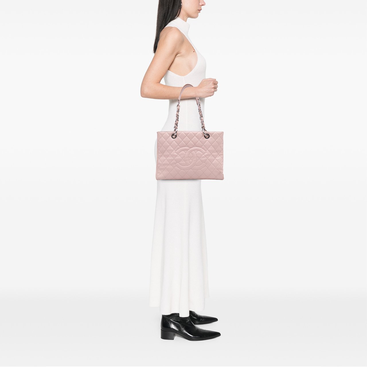 Chanel Caviar Grand Shopping Tote Roze