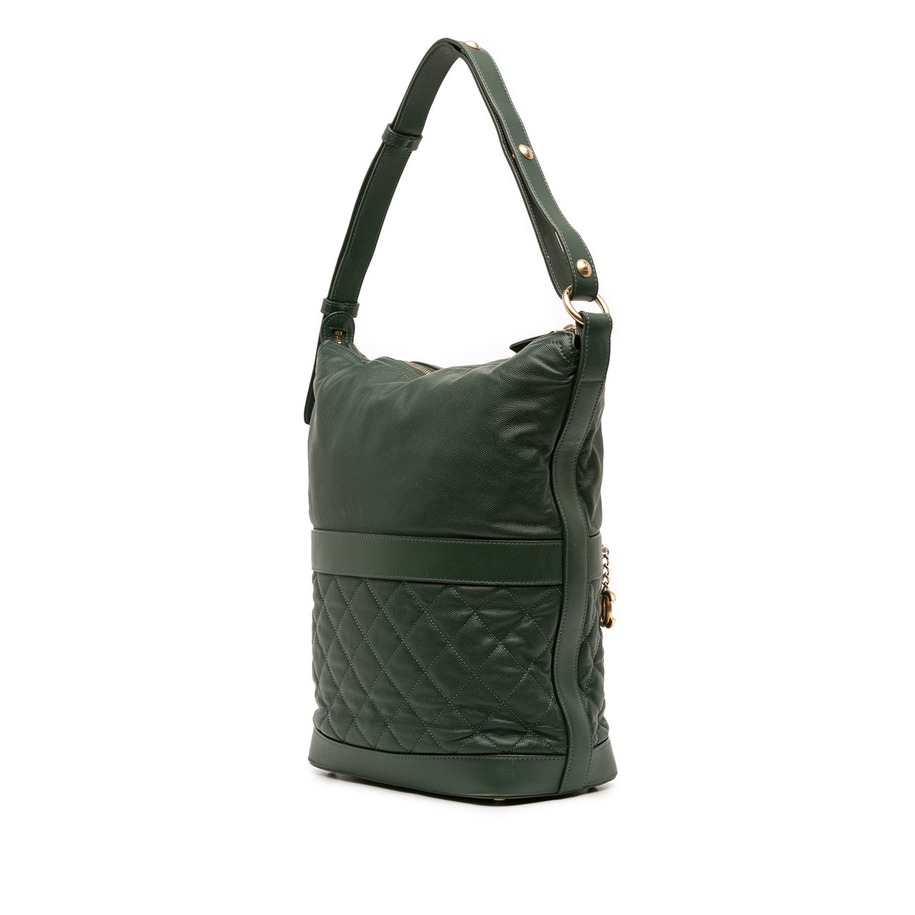 Chanel CC Quilted Caviar Casual Style Hobo Groen