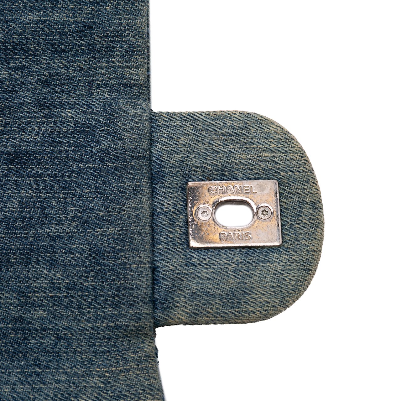 Chanel Large Embroidered Denim Camellia Flap Blauw