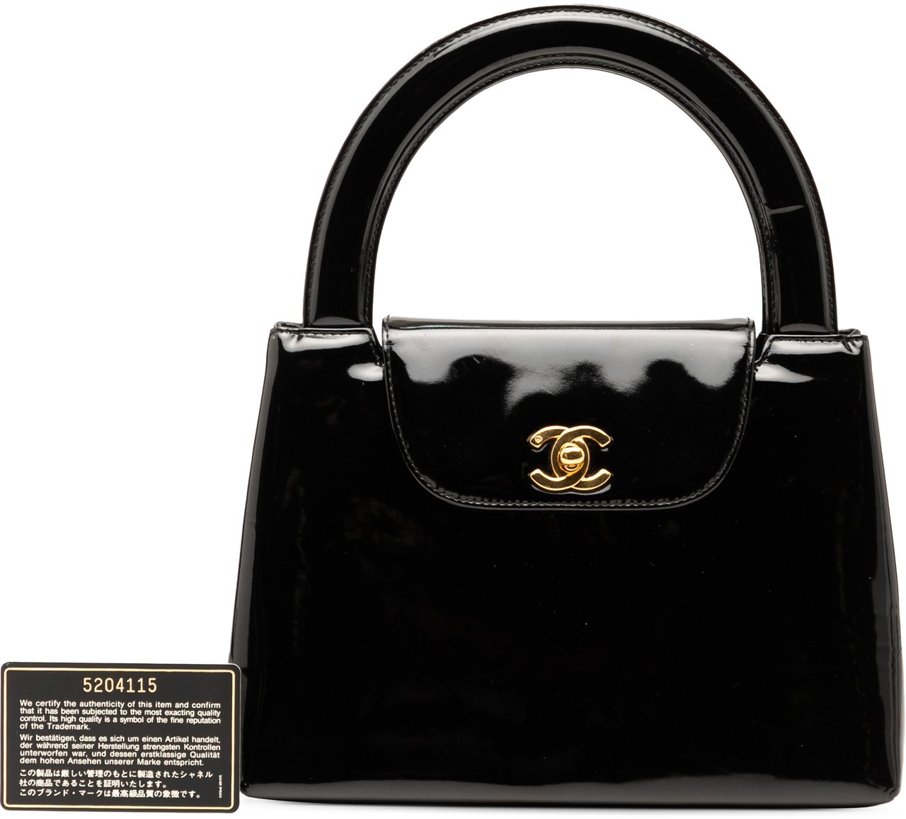 Chanel CC Patent Kelly Top Handle Flap Zwart