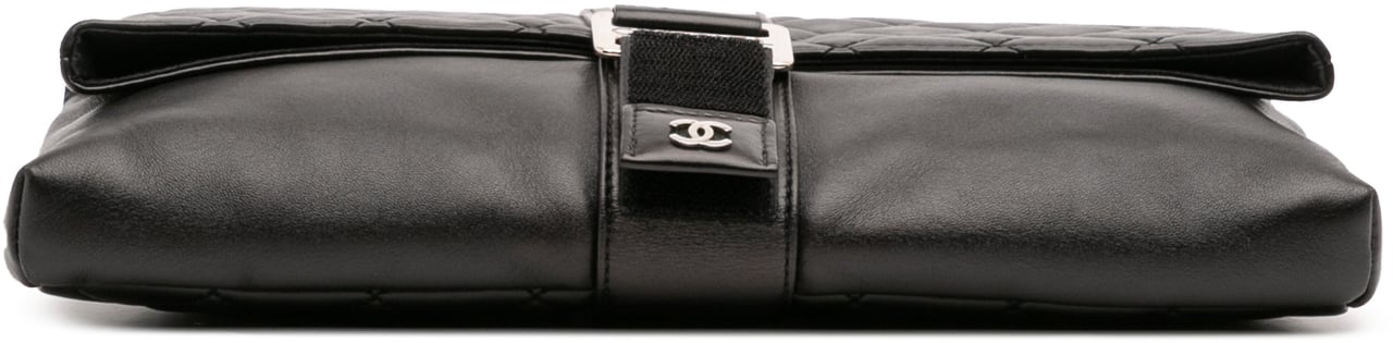Chanel CC Quilted Lambskin Grip Clutch Zwart