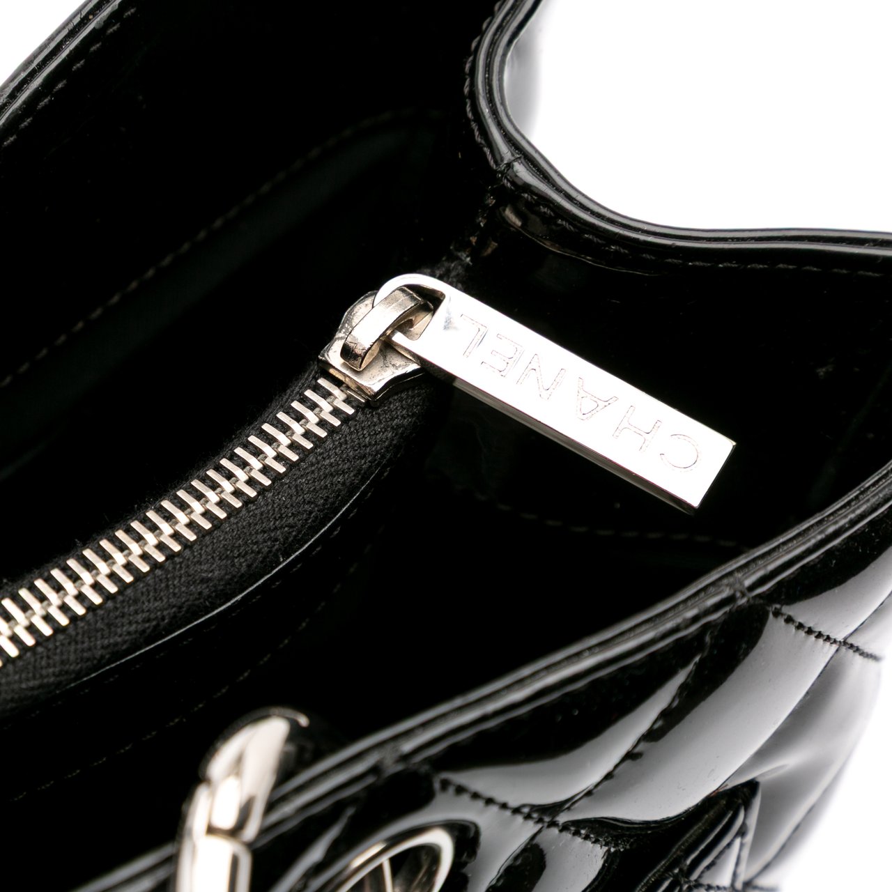 Chanel Patent Grand Shopping Tote Zwart