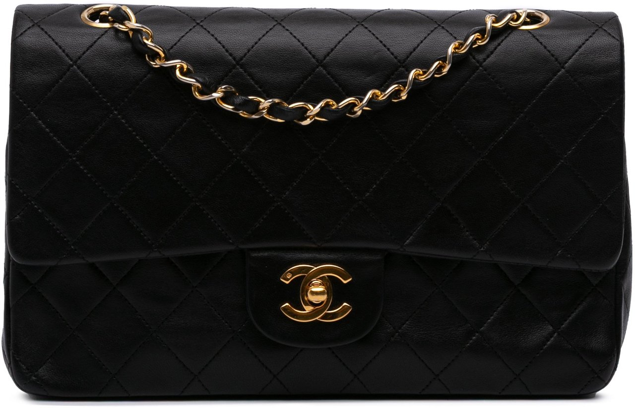 Chanel Medium Classic Lambskin Double Flap Zwart